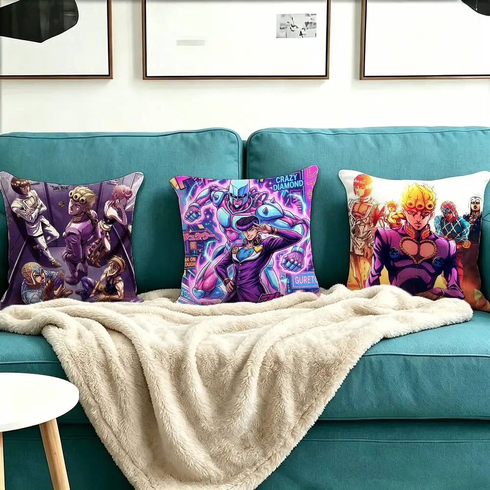 J-JoJo s Bizarre Adventure Pillow Case Square Double-Sided Sofa Cushion Cover Bedroom Bedside Pillow