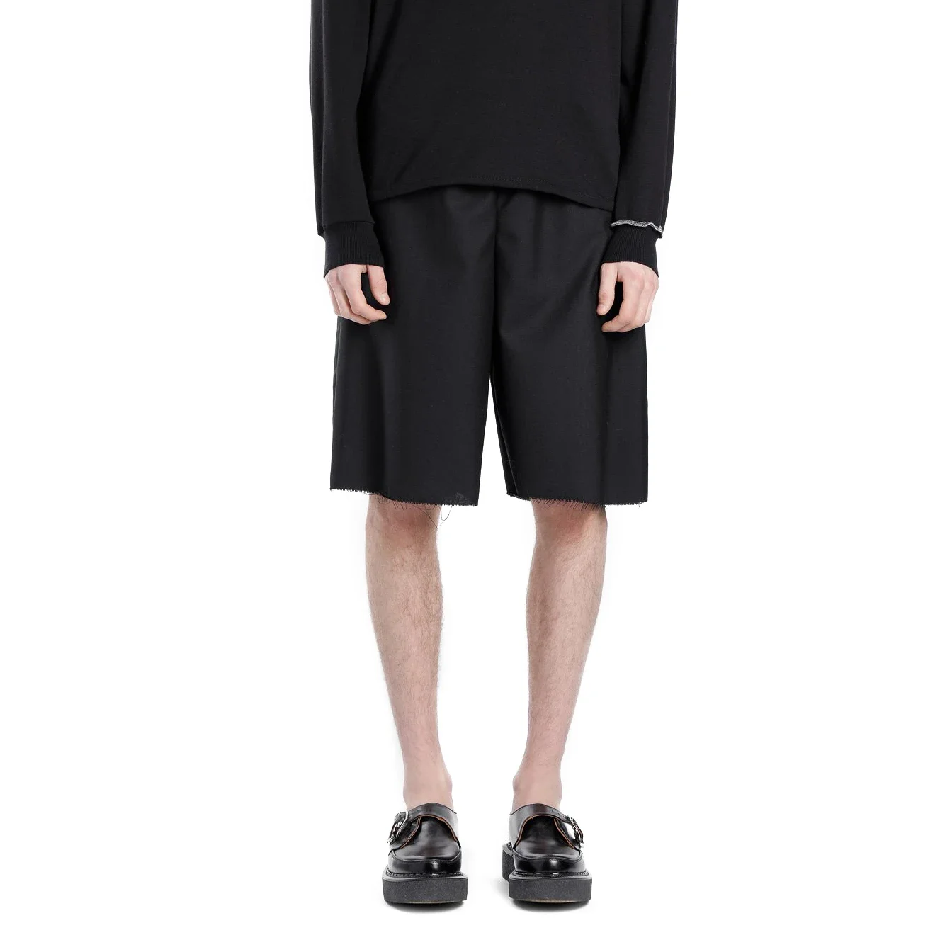 

YOJI OOAK WOOL SHORTS Classic wool shorts Casual pants wool edge five quarter pants elastic waist CDG men