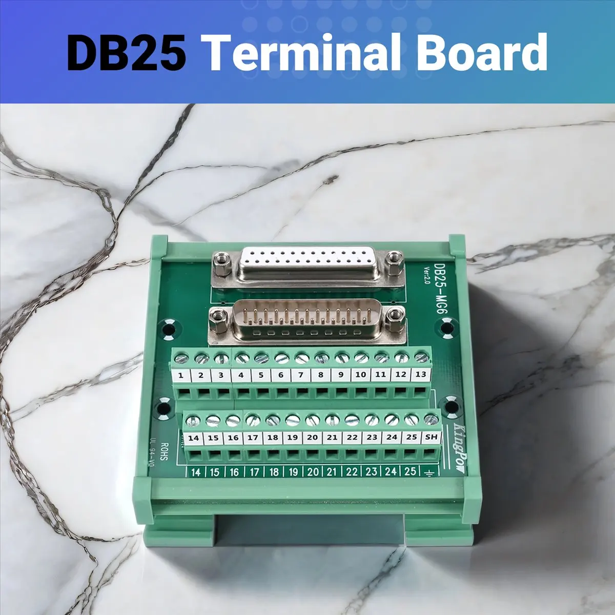 feelfeel DB25 DIN Rail Mount Interface Module Male/Female Connector Breakout Board