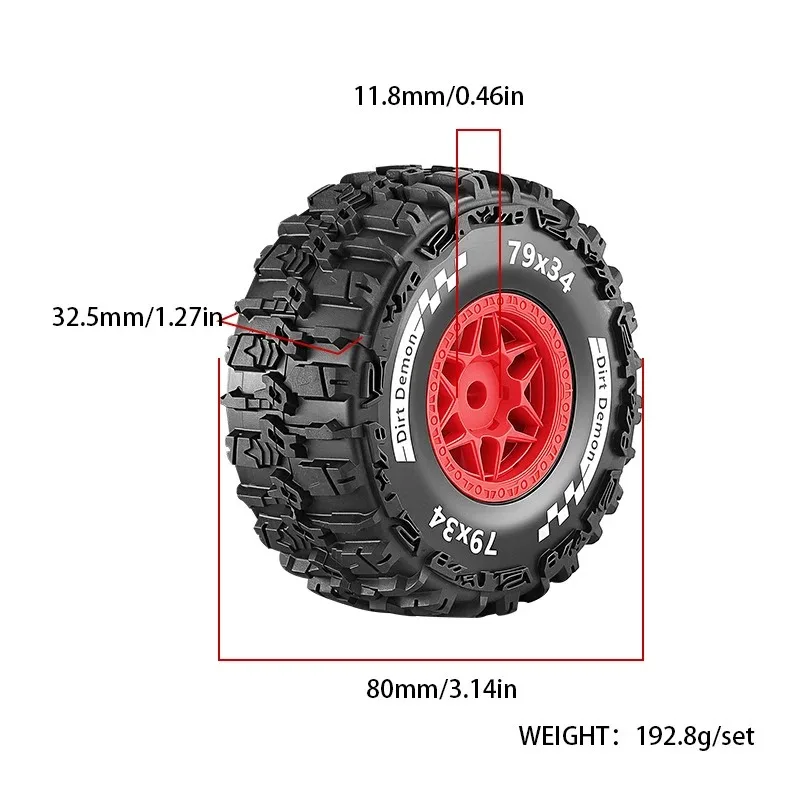 4PCS Short Course Off-Road Tires Wheels for Traxxas Mini Slash 1/14 1/16 – Upgrade for 1/16 Scale RC Truck