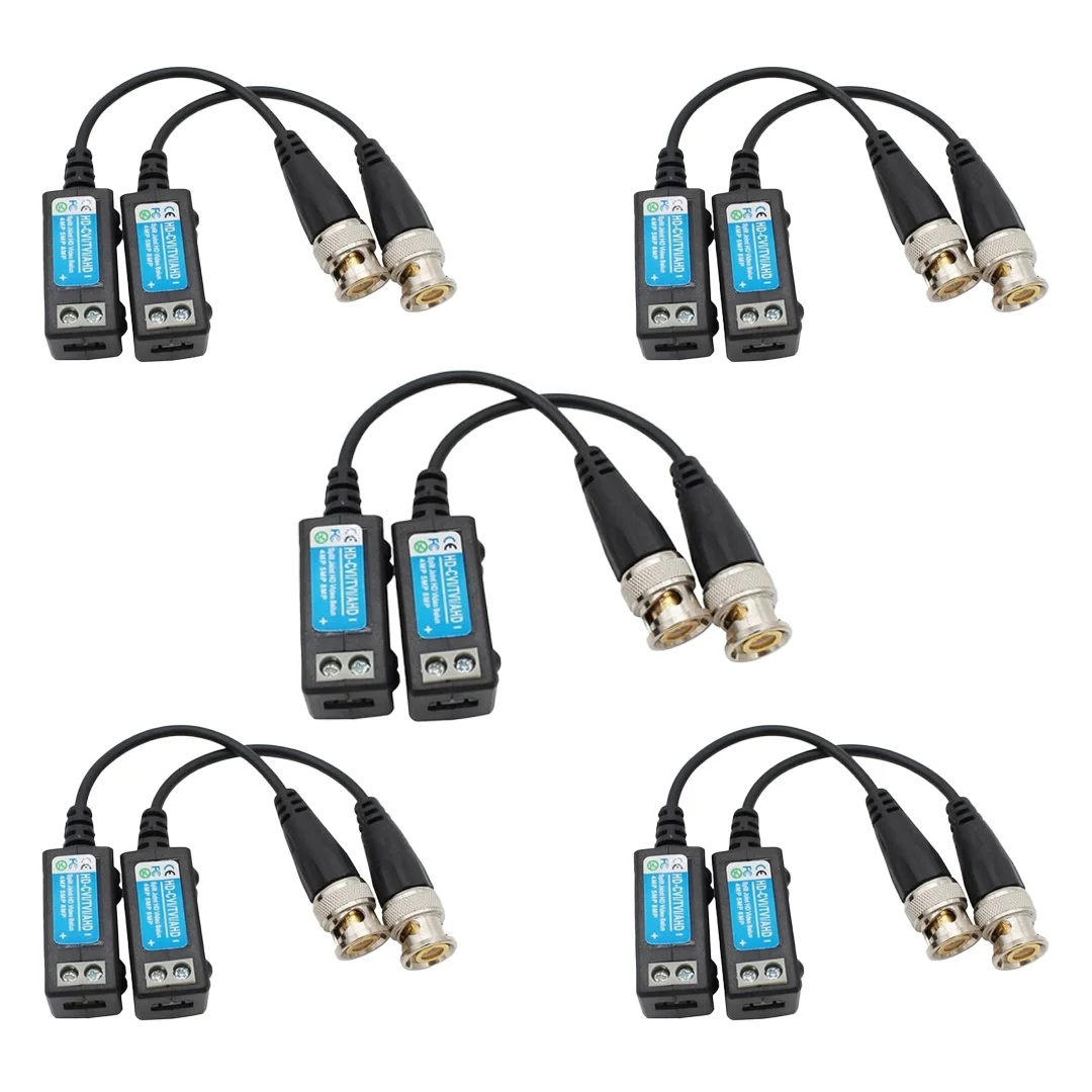 BNC Vedio Balun Connectors 4 Pairs with BNC Male Cable via CAT5/5E/6 Twisted Pair Transmitter for 720P 1080P 3MP 4MP 5MP CCTV