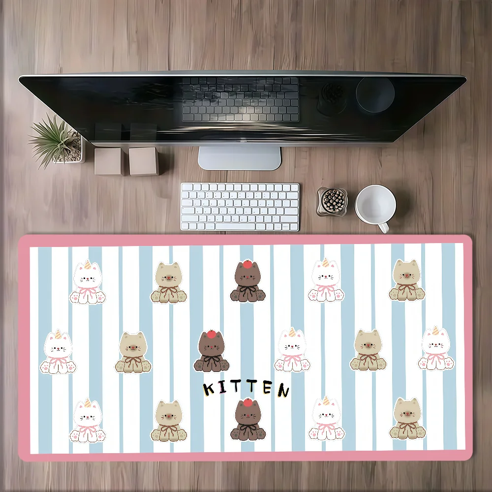 Cute cartoon puppy art line grid Mouse Pad Non-slip Lockedge Thickened Desktop MousePad Large Comfort Gaming Office Student