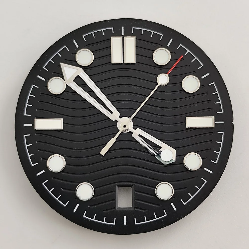 Quadrante asettico da 31,5 mm Lancette NH35 adatte per movimento NH35 quadrante luminoso verde Orologio da uomo di ricambio Quadrante