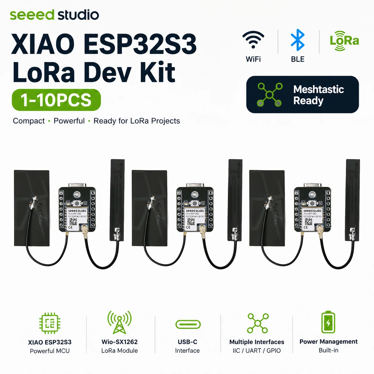 Seeed Studio XIAO ESP32 S3 Lora32 SX1262 Płytka Rozwojowa Meshtastic Lora 868MHz 915MHz LoRa WiFi Antena, BLE, dla Arduino