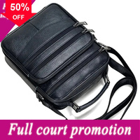 Men Genuine Briefcases High Quality Cowhide Leather Handbags Zipper Messenger Bags for Ipad Male Shoulder Bag