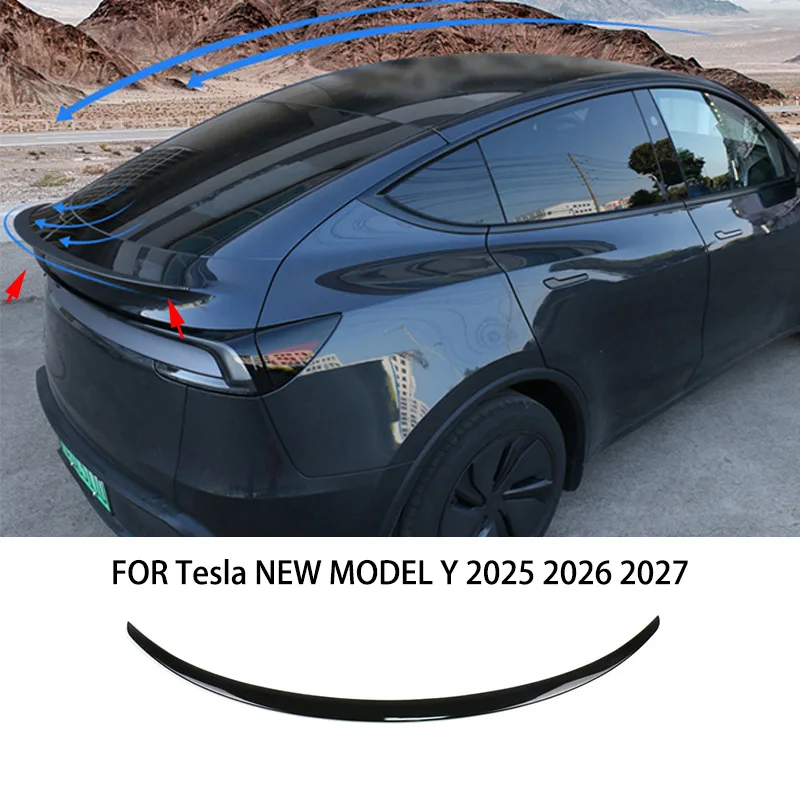 

Car accessories FIT For Tesla NEW MODEL Y 2025 2026 2027 ABS black carbon fibre Rear Door Tail Trunk Spoiler Wing Lip
