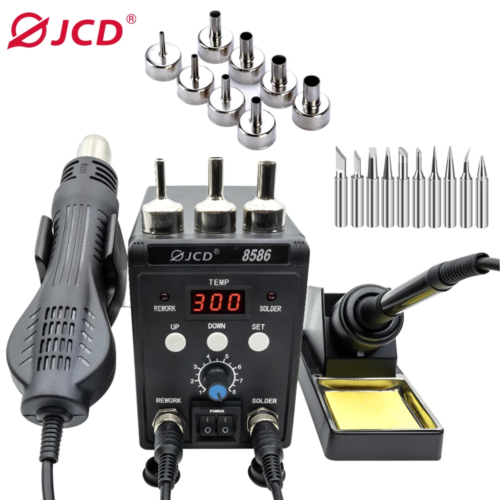 

Soldering Station 8586 Welding Hot Air Gun and Electric Soldering Iron 2 In 1 LCD Digital Display Welding Equipment Repair Tools