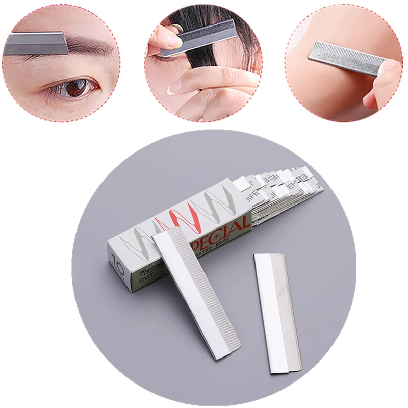 Aço inoxidável descartável Hair Blade Knife, Sobrancelha Trimmer, Sobrancelha Raspador, Shaping Shaver, Maquiagem Supply, 10 Pcs, 30 Pcs, 50 Pcs, 100Pcs