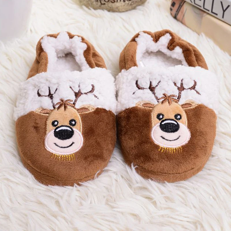 Toddler Girl Slippers for Boy Winter Plush Warm Cartoon Santa Claus Deer Christmas Gifts Children Home Shoes Little Kid Footwear