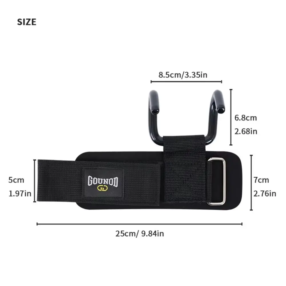 1 زوج سحب ما يصل رفع الأثقال قبضة هوك عدم الانزلاق الأسود مساعد قوة المعصم الحرس مساعد مع هوك الصلب هوك القبضات حزام #5