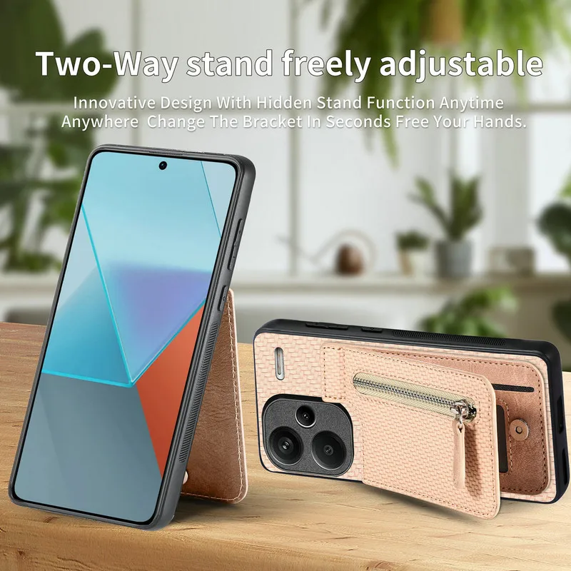 For Xiaomi 17T 15T 14T 13T Pro 5G Luxury Case Zipper Leather Wallet Funda For Redmi Note 13 Pro Plus Back Cover Mi 15T 14T Etui