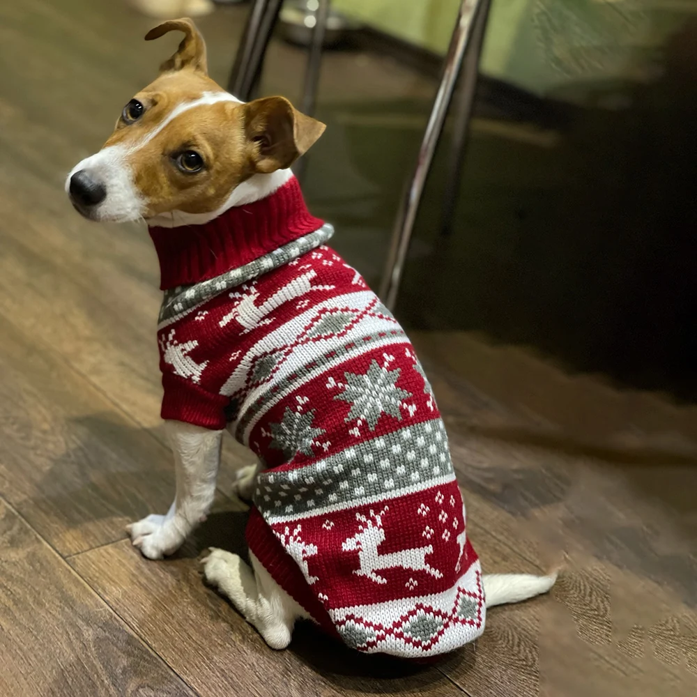 

Christmas Puppy Sweaters for Small Medium Dogs, Soft Turtleneck Warm Clothes for Outdoors Playing for Girl Pet