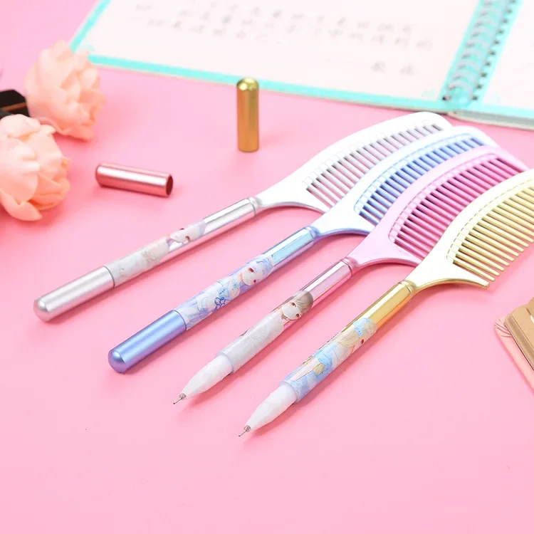 50PCS Creative Comb Modeling Gel Pen Cute Student Ball Pen Cartoon Learning Office Stationery Signature Pen Gel Pens