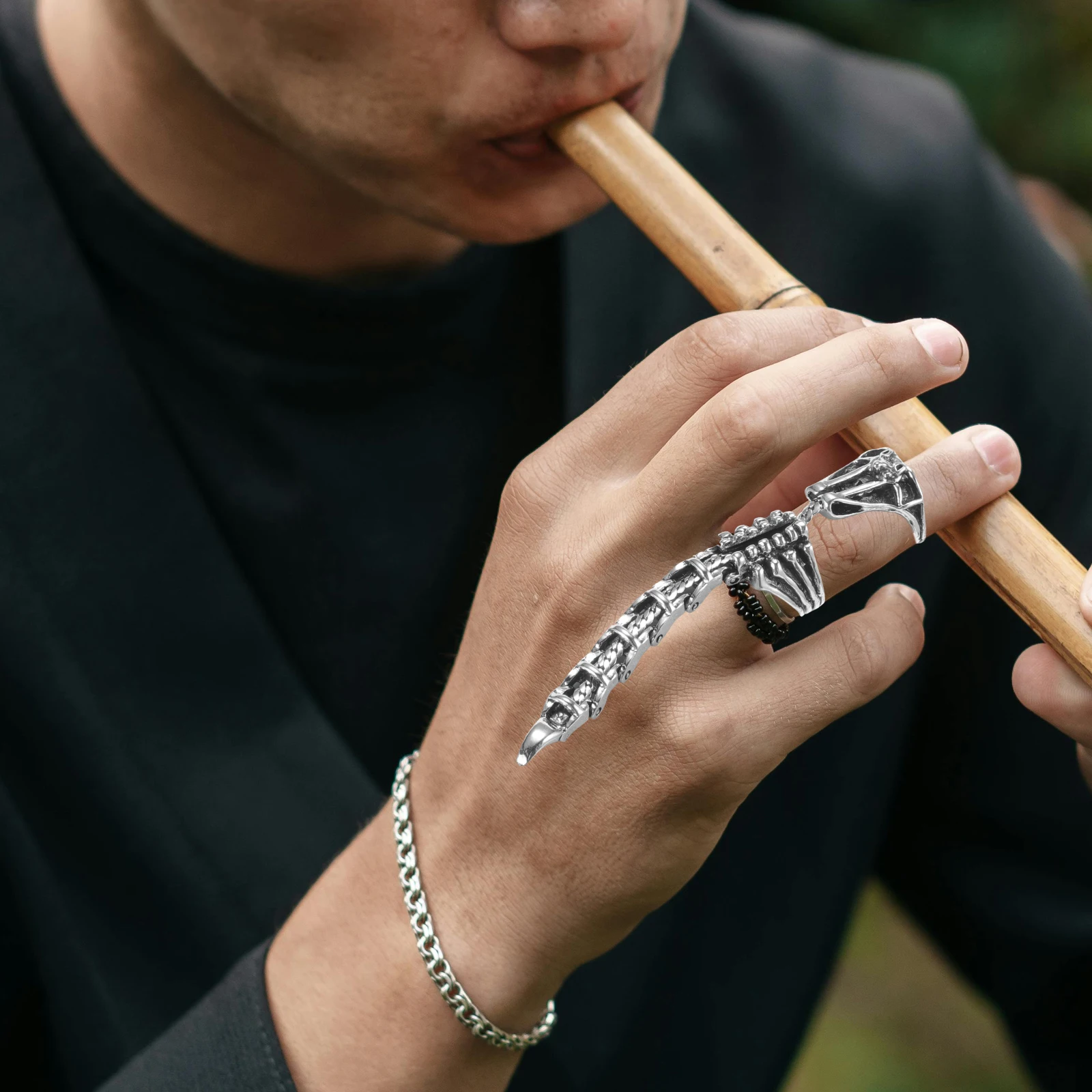 

Full Finger Gothic Scorpion Joint Ring Hinged Adjustable Open Ring Vintage Style Fashion Cool Party Cosplay Jewelry