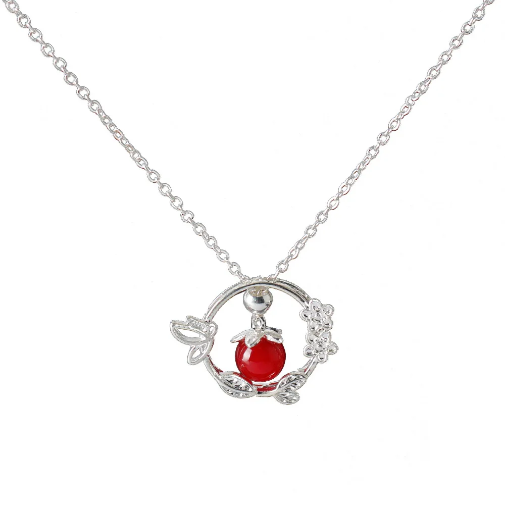 TGCF Cosplay red flower Pendant Necklace Tian Guan Ci Fu Hua Cheng Xie Lian Red Bead Clavicle Chain Necklace Fans Gifts