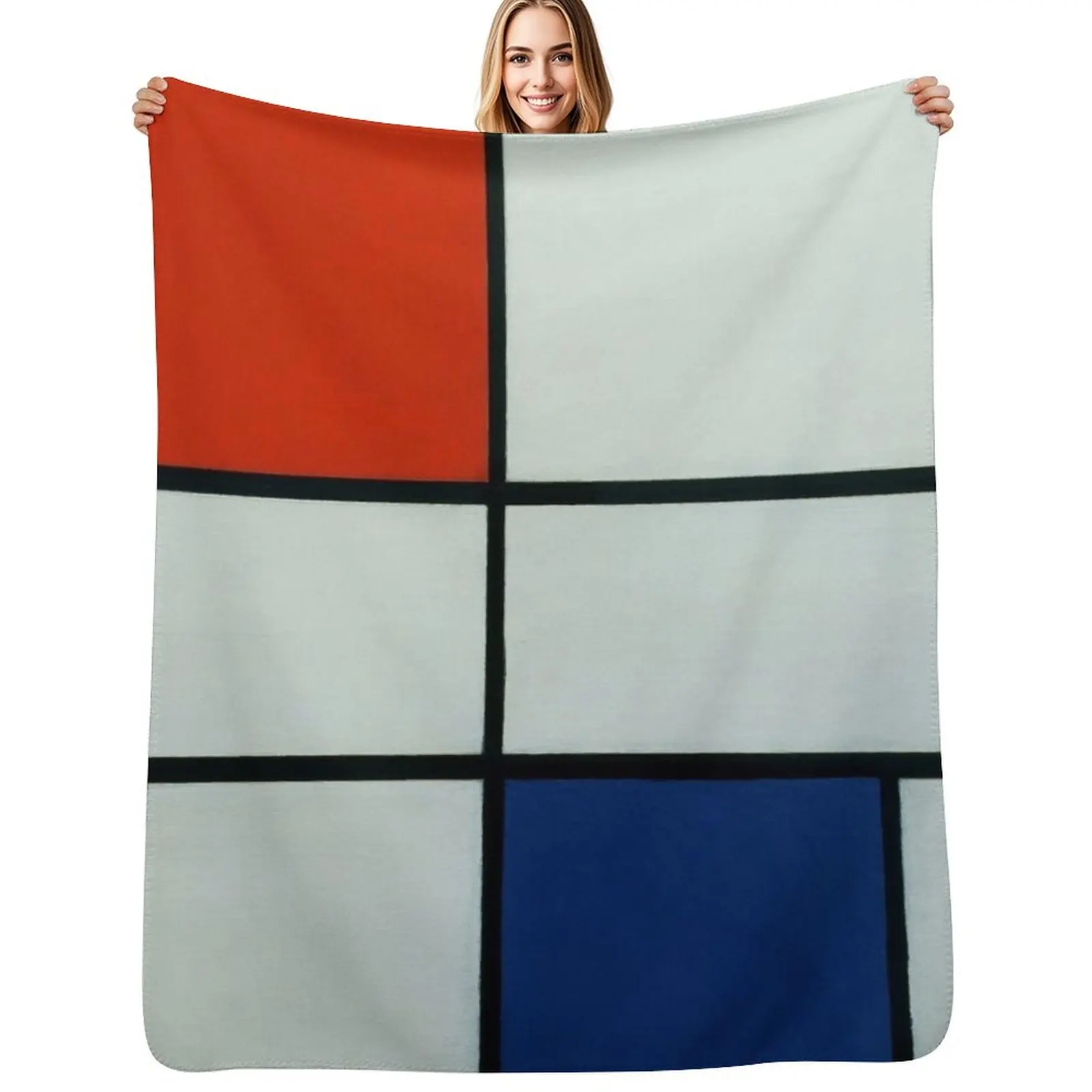 Composition C (No. III) with Red, Yellow and Blue, 1935. Throw Blanket All Season Lightweight Soft Blanket for Bed