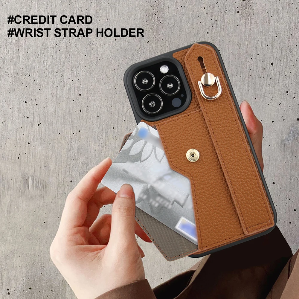 1 Anti Drop Card Bag Wrist Strap Holder Phone Case, Suitable For Apple iPhone 11Pro/12Pro Max/13Pro/14 Plus/15