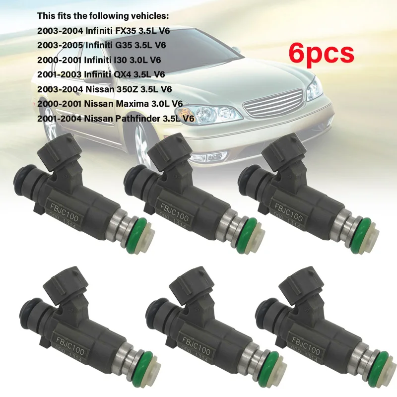 1Set Fuel Injectors FBJC100 for 2000-2005 Infiniti Nissan 3.0 3.5 V6 16600-5L700