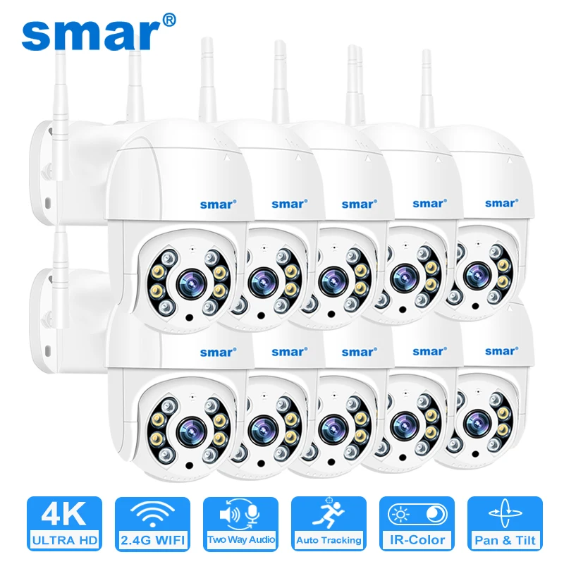 10PCS/LOT PTZ 4K 5M 3MP 1080P WiFi IP Camera Outdoor Human Detection Color Night Vision CCTV Cameras Two Way Audio Home Security