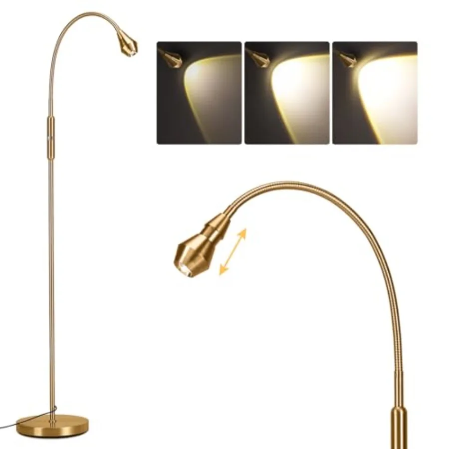 Adjustable LED Beam Floor Lamps for Living Room Reading Lamp with Flexible Gooseneck Dimmable Zoomable Spotlight Work Light Tou