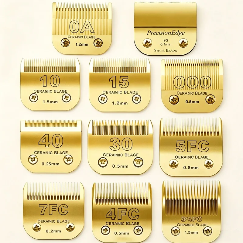 7FC/5FC/4FC/#10/#15/#30/#40 Pet Dog Clipper Detachable Ceramic Pro Blades Set Compatible with Andis, Oster A5, Wahl KM10 Seri - view 2