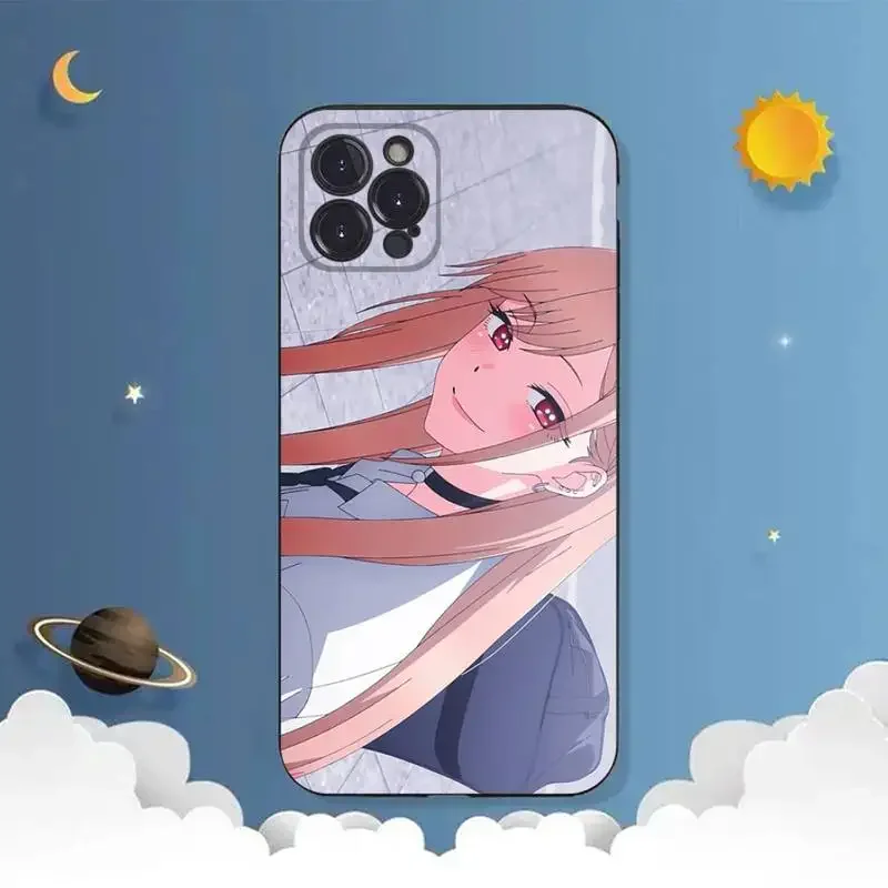 Kitagawa Marin Cute Anime Girl Phone Case For iPhone 11 12 Mini 13 14 15 PRO XS MAX X XR 6 7 8 Plus Black Shell