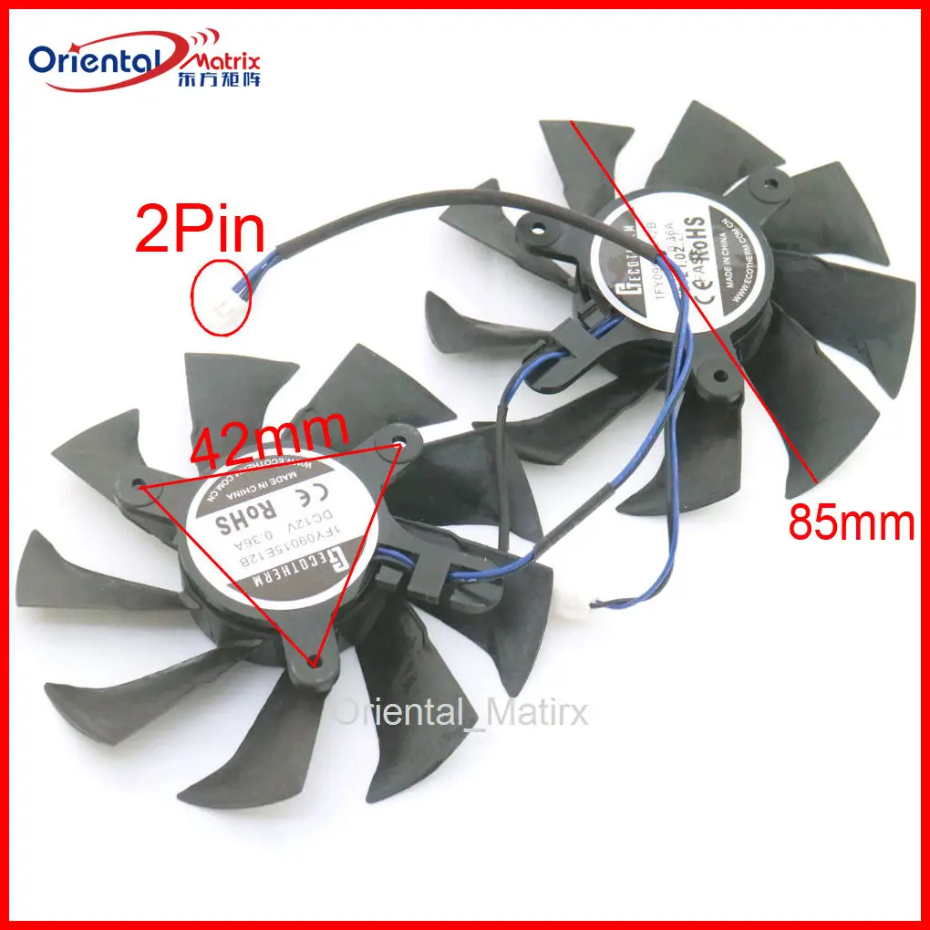 2pcs/lot 1FY09015E12B 85mm 12V 0.36AMP GPU Fan For ZOTAC GTX1050 1050ti 4GB Destroyer OC Graphics Video Card VGA Fan