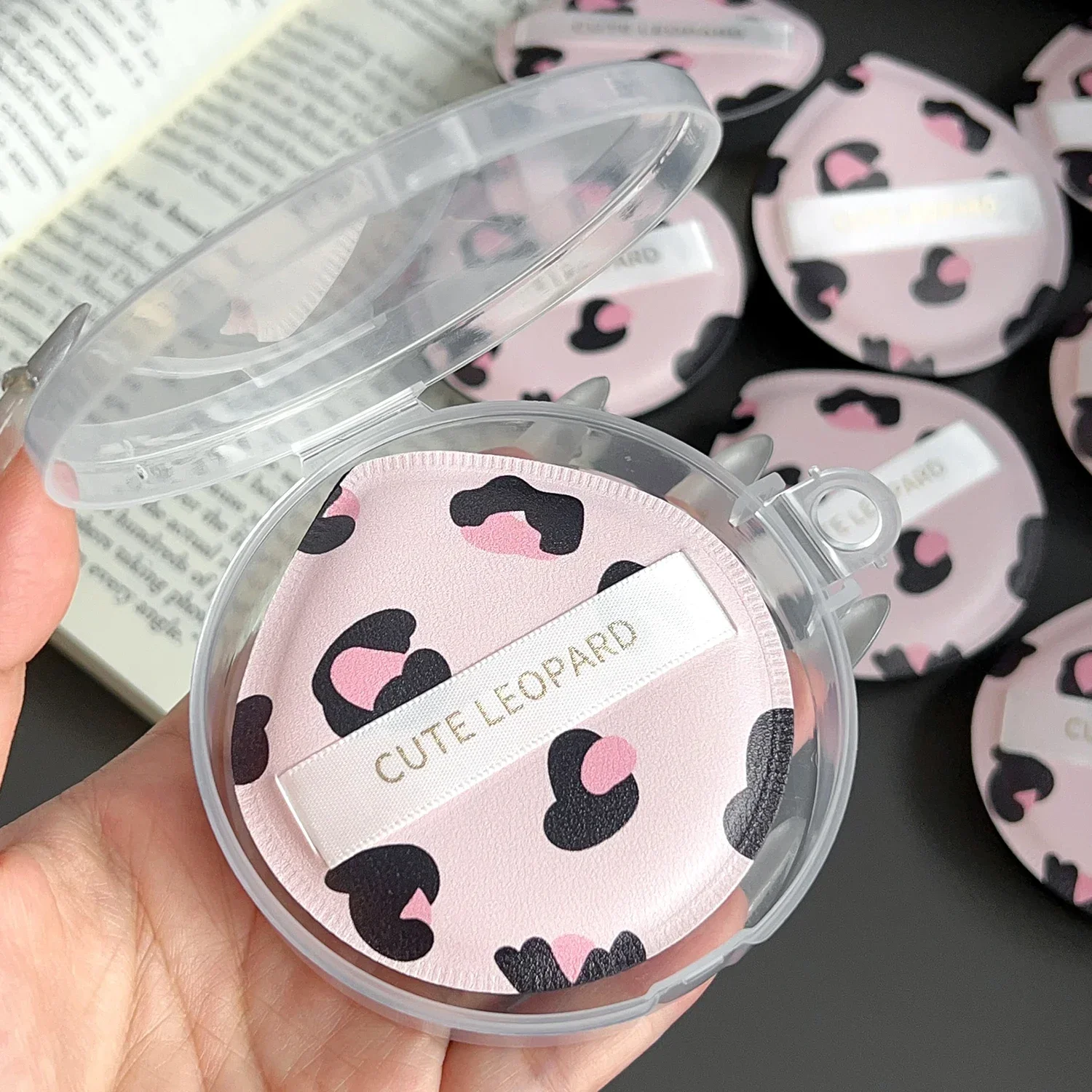 10PCS Cotton Candy Puff z pudełkiem Super Soft Leopard Sponge Air Cushion Powder Puffs Foundation Concealer Dry and Wet Makeup Tool