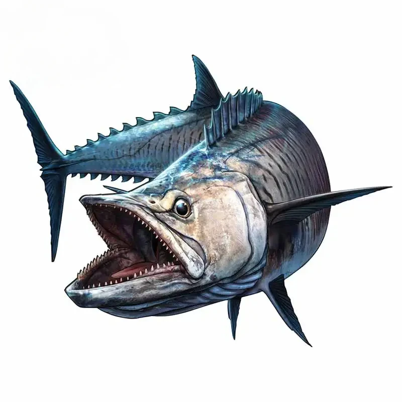 13X10.3cm Car Sticker Shark Fish Fishing Boat Rod Truck Sea Bass Automobiles Motorcycles Spanish Mackerel Decals  PVC KK