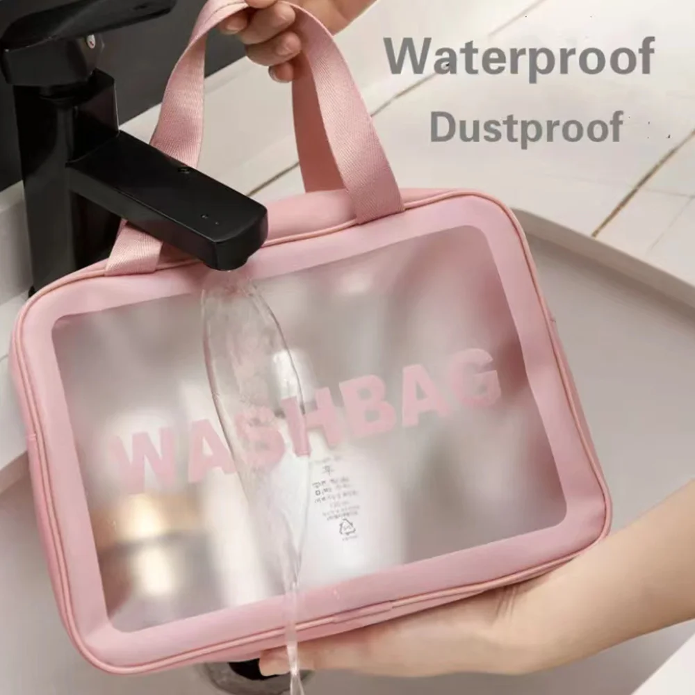 Bolsa de almacenamiento portátil de PVC para mujer, neceser de viaje, organizador de maquillaje, impermeable, estuche de cosméticos transparente