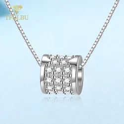 TFGLBU Real All 1.4mm Moissanite Necklace for Women Sparking Diamond S925 Sterling Silver Pendant Gift Wedding Bridal Jewelry