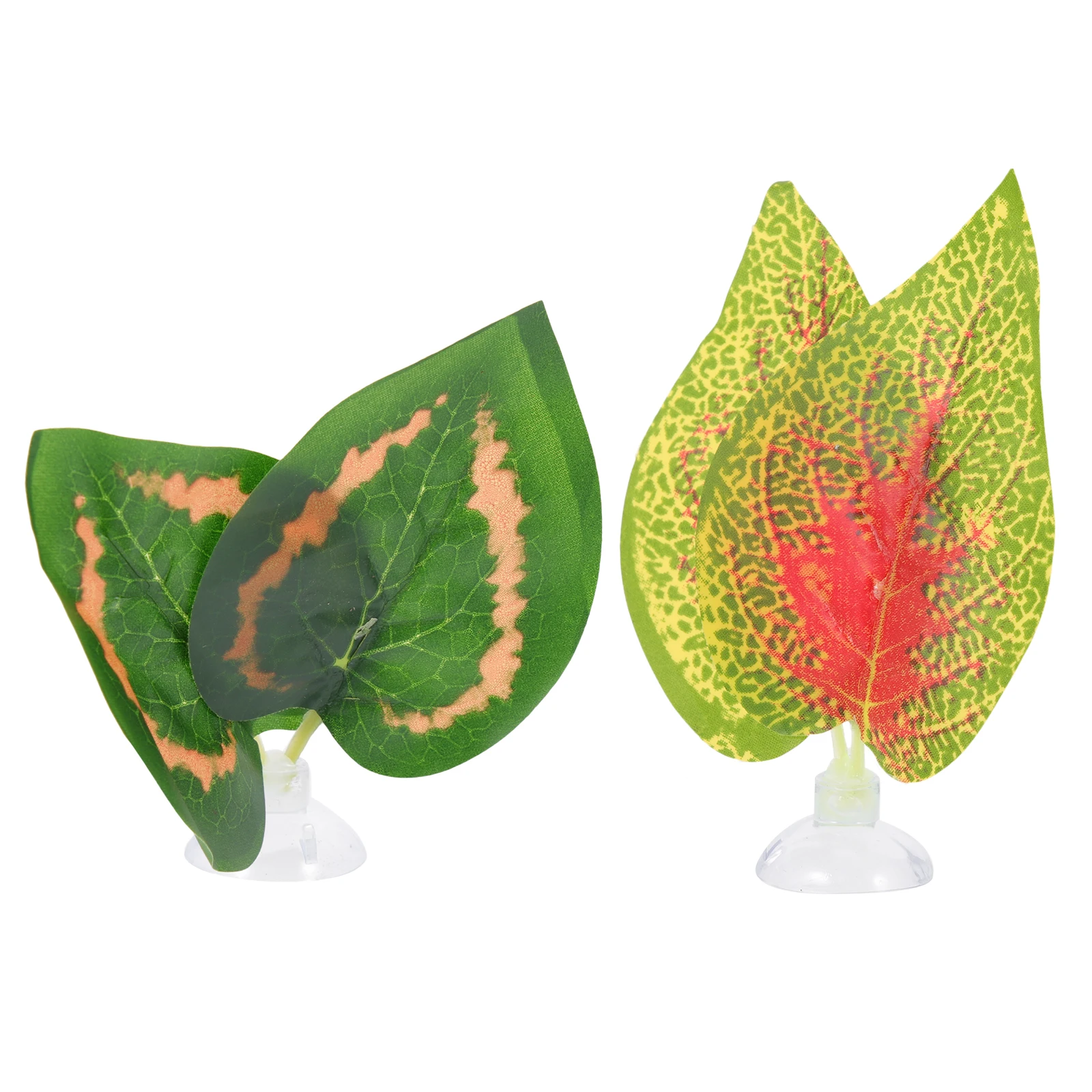 

2pcs Artificial Plant Leaves Reptile Tank Decorations Betta Fish Safe Hide Lifelike Plastic Aquarium Plants Pet Supplies