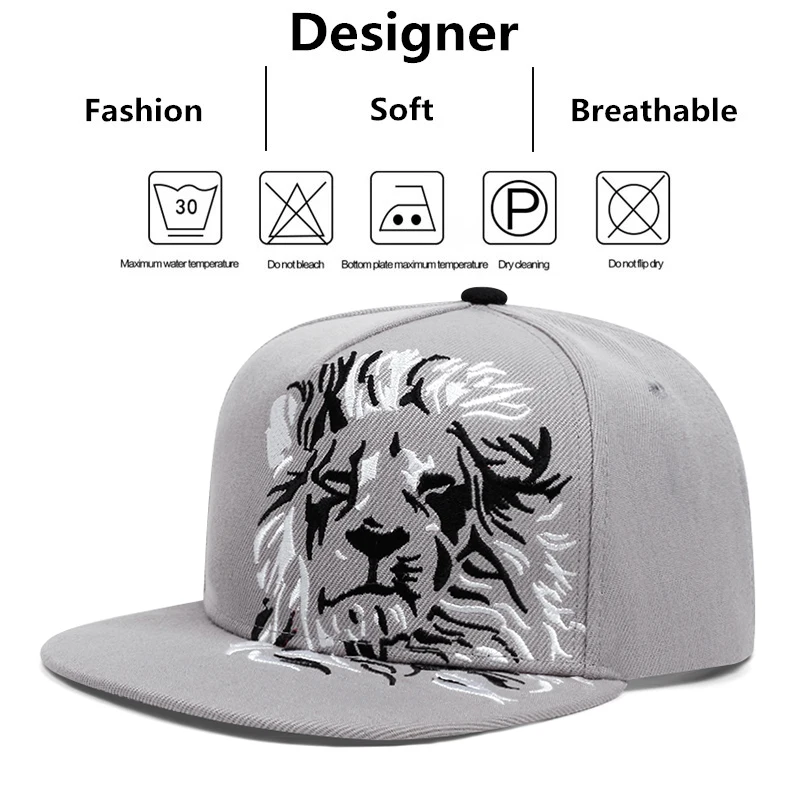 New Men Women Lion Embroidered Baseball Cap Summer Outdoor Hat Hip Hop Adjustable Trucker Caps Cotton Snapback Hats Sun Hats