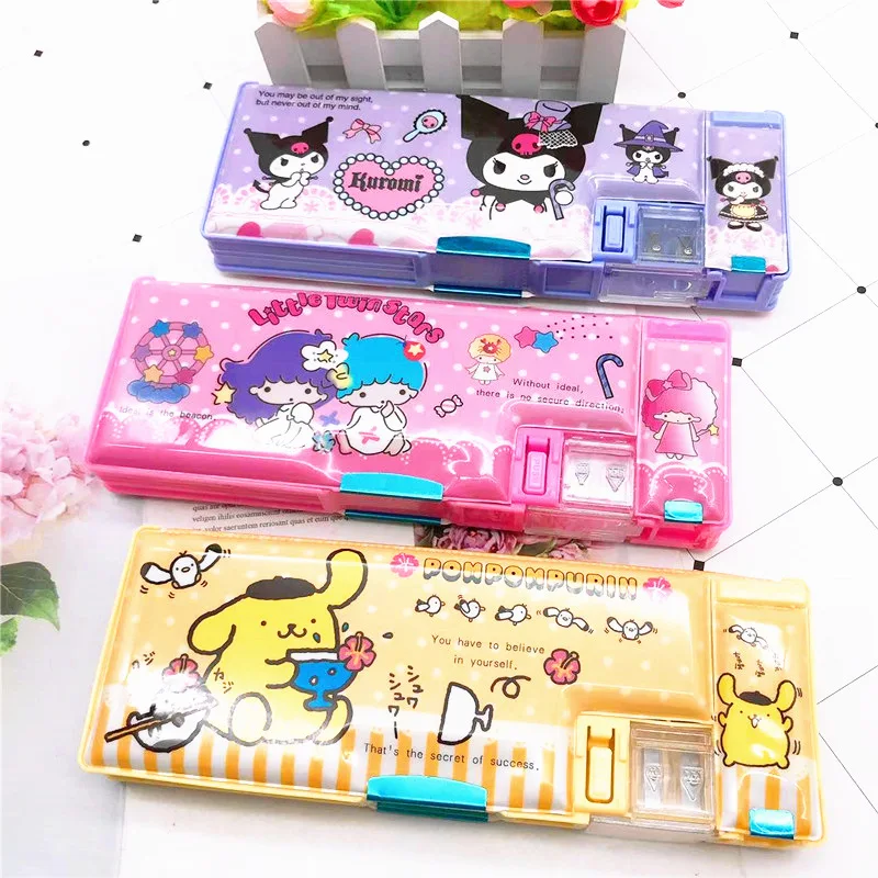 Estuche para lápices MINISO Kawaii Sanrio multifunción lindo caja de lápices de gran capacidad material de oficina escolar papelería