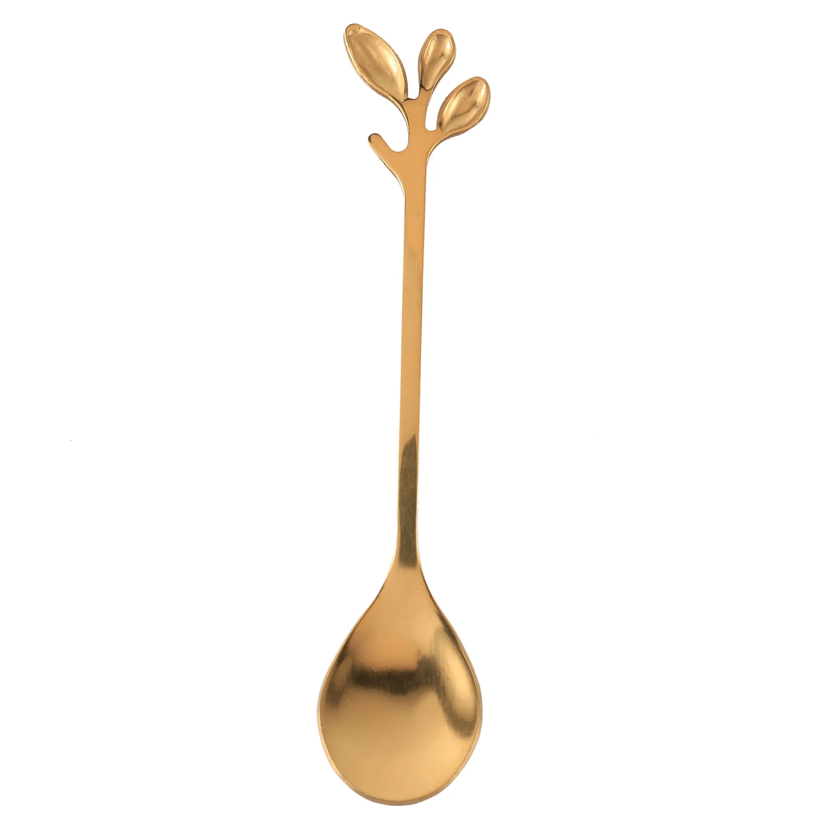 VEHO-Tableware Gold Leaf Coffee Spoon Fork,24 Pack(12 Spoons 12 Forks)  Espresso Spoon And Forks Set,4.7 Inches Tea Spoon Set