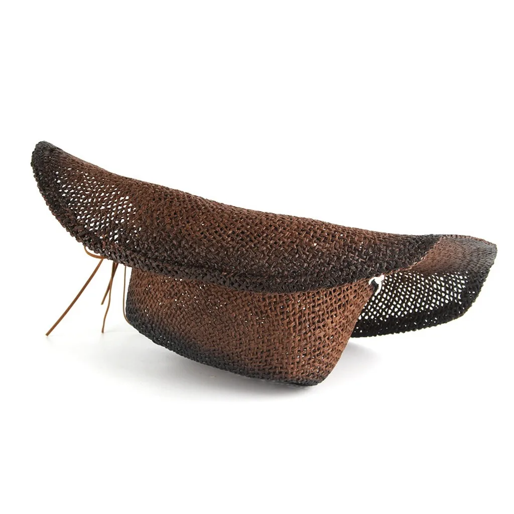 Sun Hat Breathable Paper Straw Cowboy Hat Gradient Straw Hat Gradient For Autumn Wear Beach Vacation Summer Wear