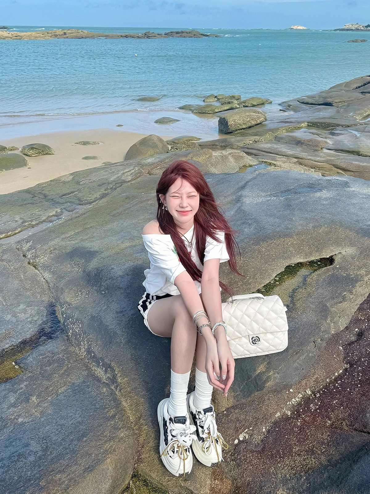 Camiseta coreana Sle Ort Sve Sakura Stberry Jam estampado lindo Oulder estampado adelgazante chica Sexy suelta Top de verano