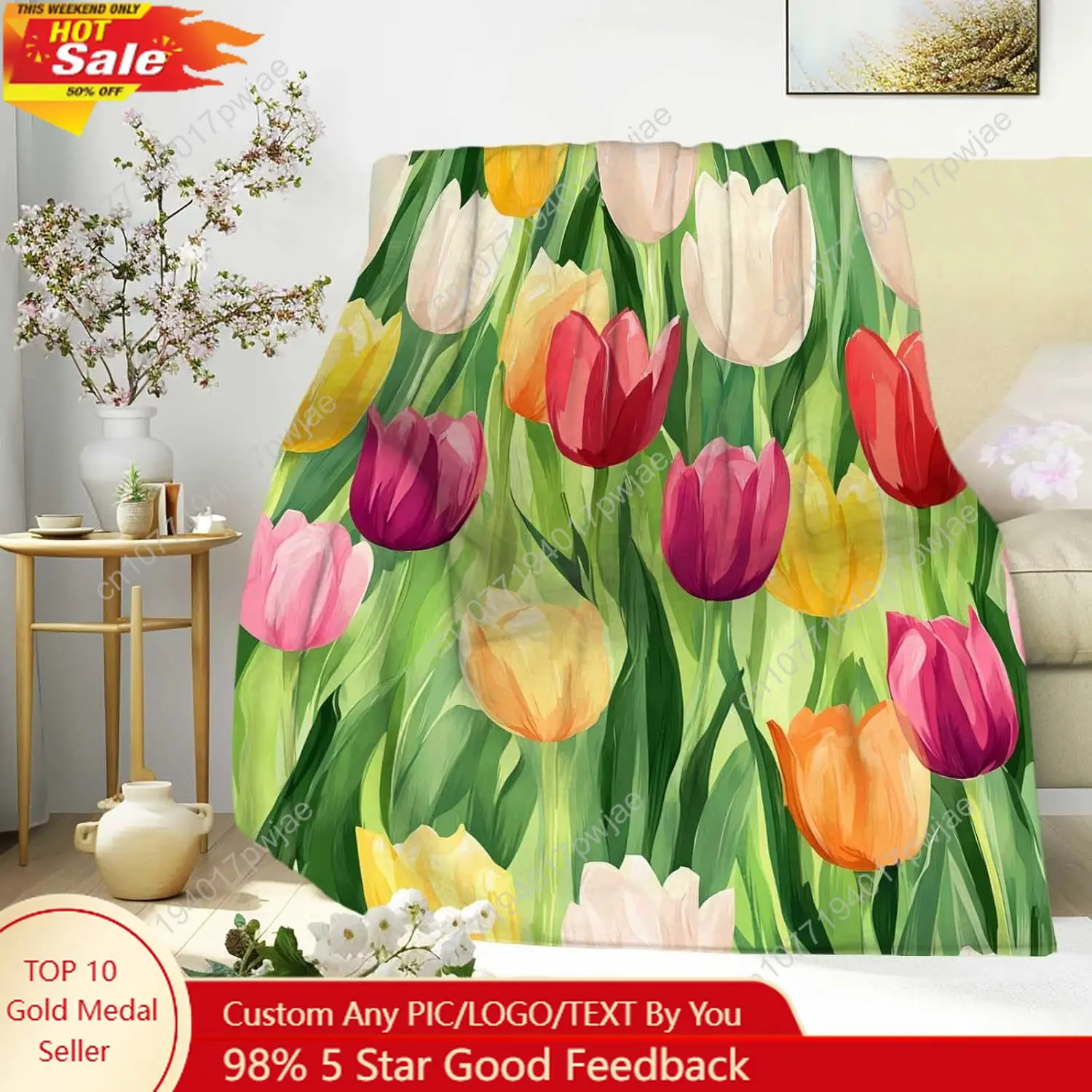 

Soft Tulip Flower Throw Blanket for Women and Men Cozy Floral Design Fleece Blanket for Bed Couch Sofa Ideales Custom blankets