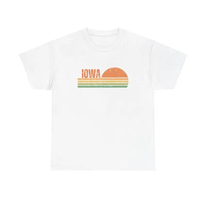 Iowa Vintage Sunset Distressed T Shirt Retro Iowan Souvenir Top