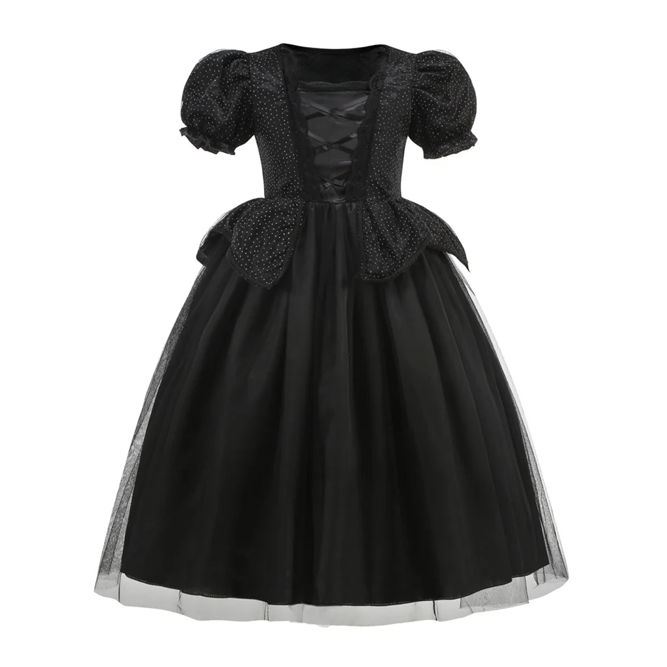 Böse Königin Halloween Cosplay Kostüm Mädchen Schwarzes Hexen-Prinzessinnenkleid Kinder Geburtstag Karneval Party Kleidung Bühnenauftritt Kleid – Detail 2