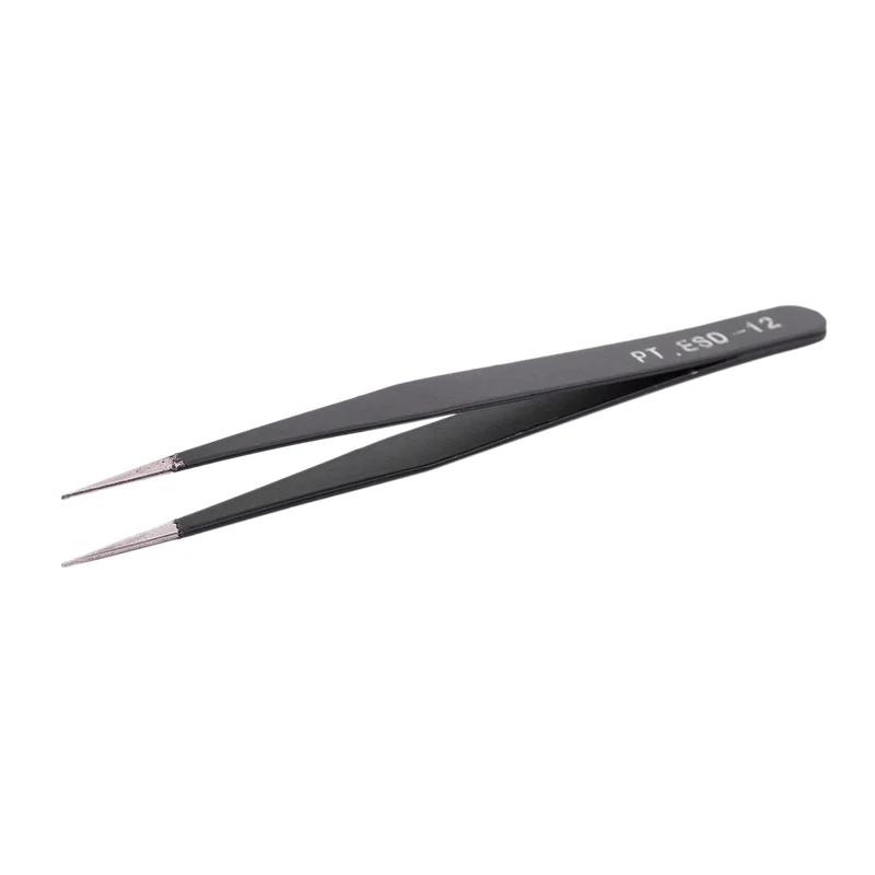 ABIT 6X Nail Art Strass Wimpers Verlenging Rechte en gebogen pincet Gereedschapsset-zwart