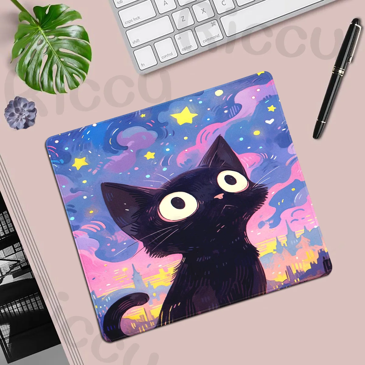 Starry Sky Black Cat Mousepad Office Computer Small Mouse Pad Table Big Keyboard Desk mat Laptop Non-slip Cushion Gaming Mat