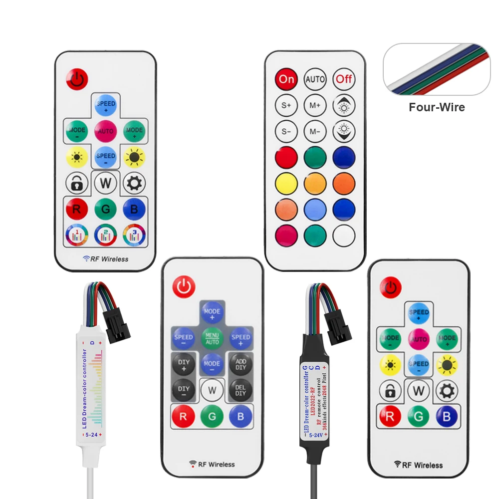 4Pin LED Pixels Controller 14Keys 17Keys RF Remote 366Modes Control For WS2813 WS2815 Addressable Led Strip