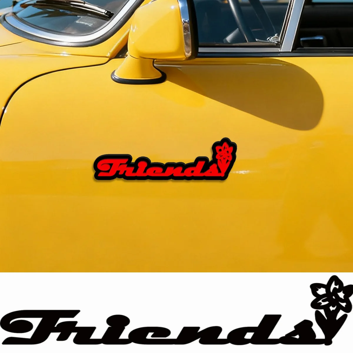 3D Acrylic Romantic Flower Design Rear Trunk Car Badge Sticker, Red Color, Waterproof, for Rear Trunk, Door & Fender