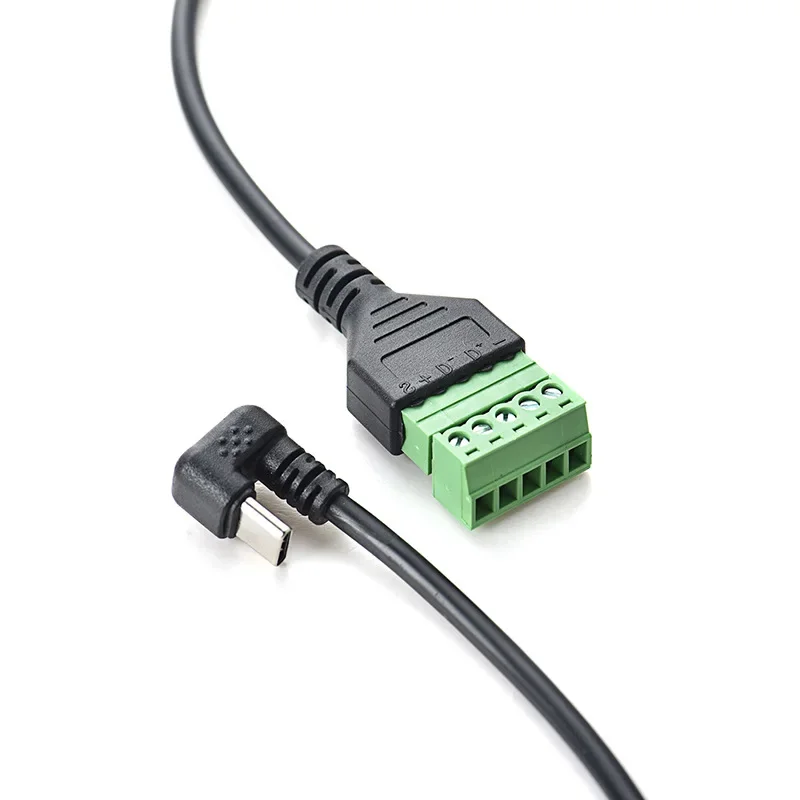 180 Degree Up Right Angle USB 3.1 Type C Male to 5P green wiring pluggable terminal adapter extension cable