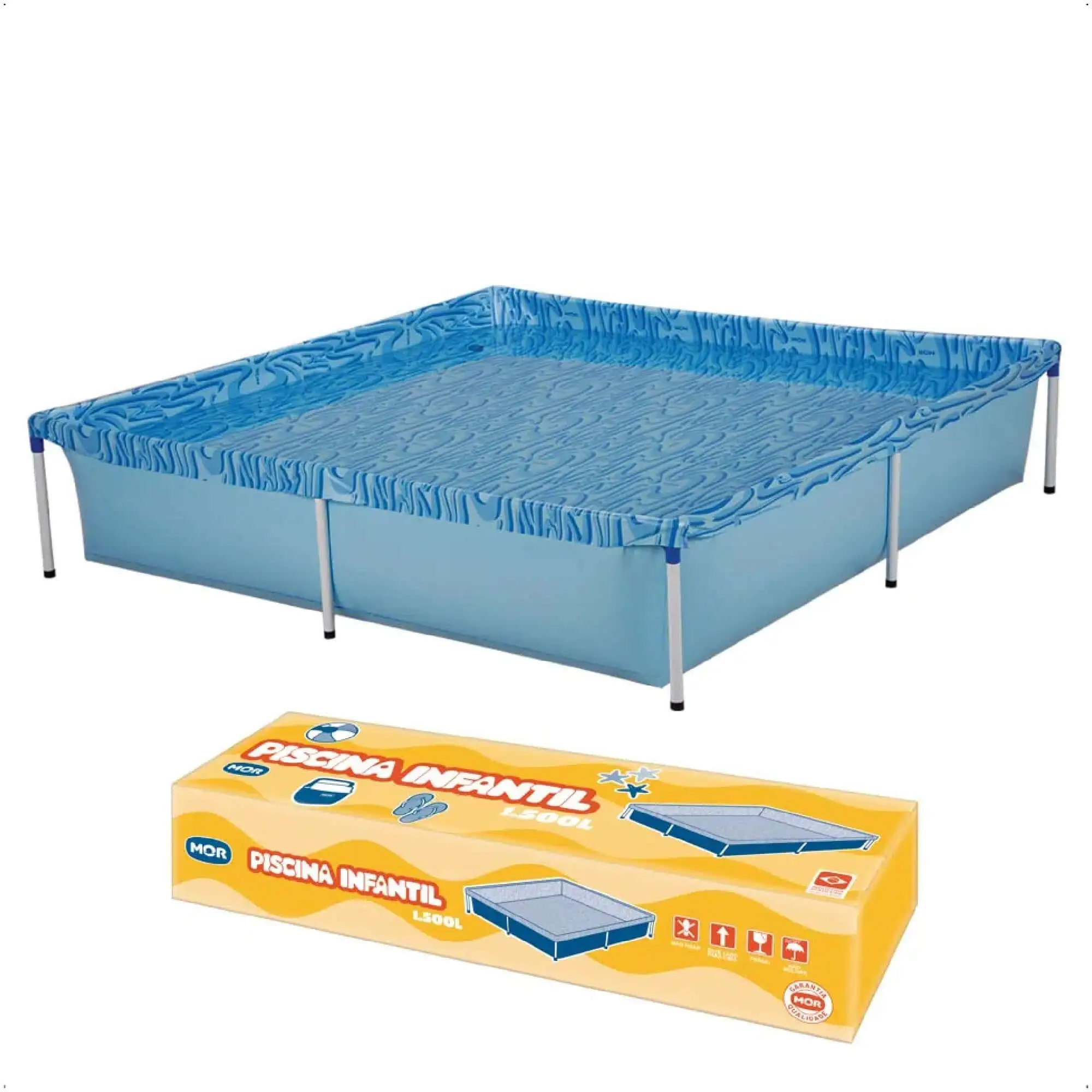 Square Structured Swimming Pool 1500 Liters PVC 1,89m x 1,89m x 42cm Blue Color MOR - 1003