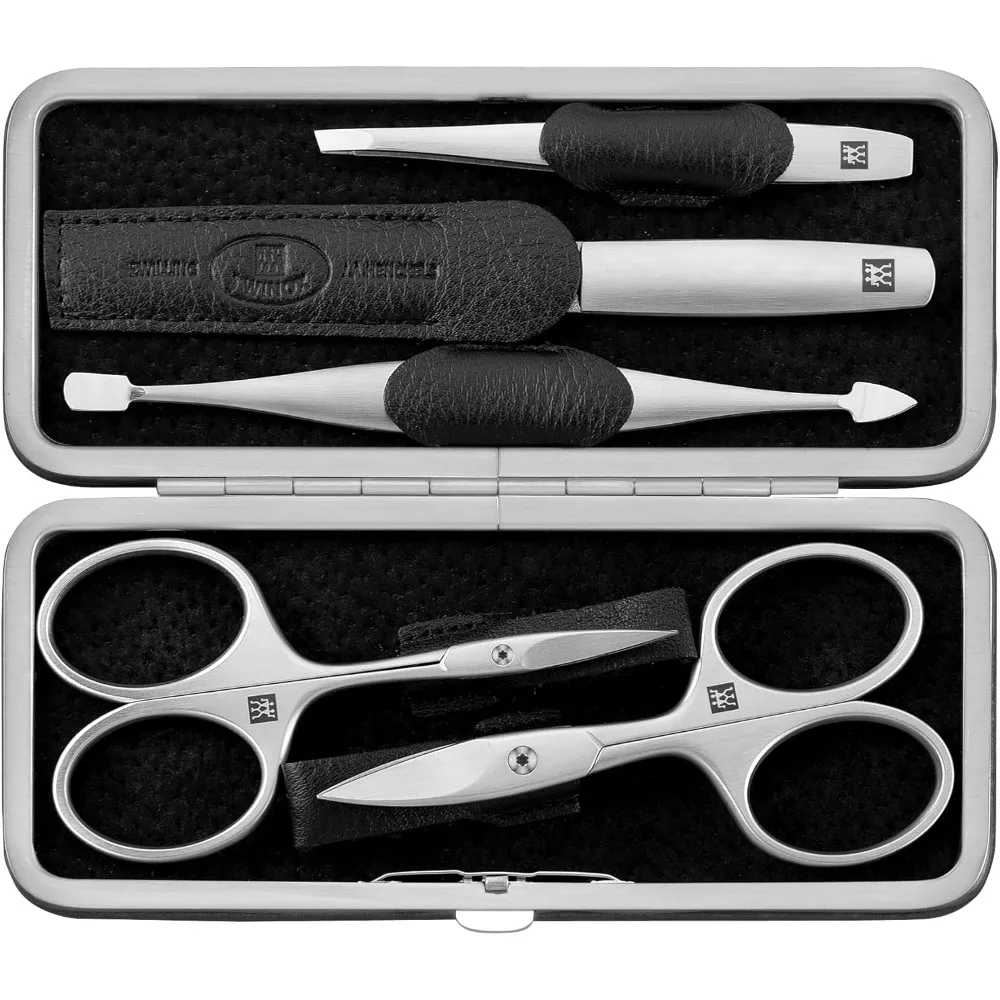 

ZWILLING Beauty TWINOX Manicure and Pedicure Yak Leather Case with Frame Closure, Nail Care Kit, 6-Piece, Premium Travel Nail Ki