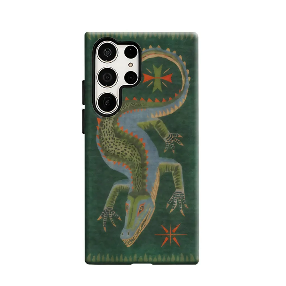 CaseLumi Phone Case For Samsung Galaxy S25 S24 S23 Ultra Plus HD Hard Mythical Lizard Tapestry Double Layer Cover Film Shell
