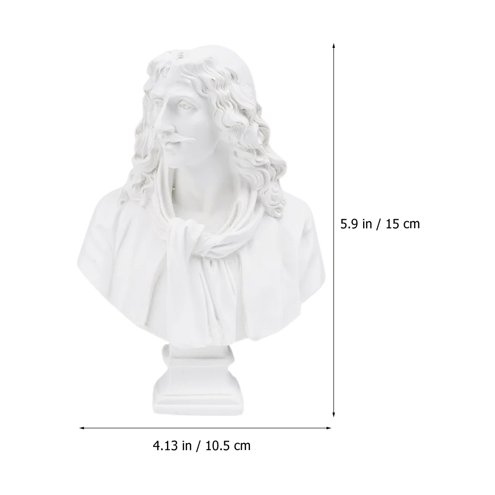 

Plaster Figure Ornament Resin Sculpture Lifelike Portrait Statue For Home Office Decor Vintage Desktop Art Craft Sketch