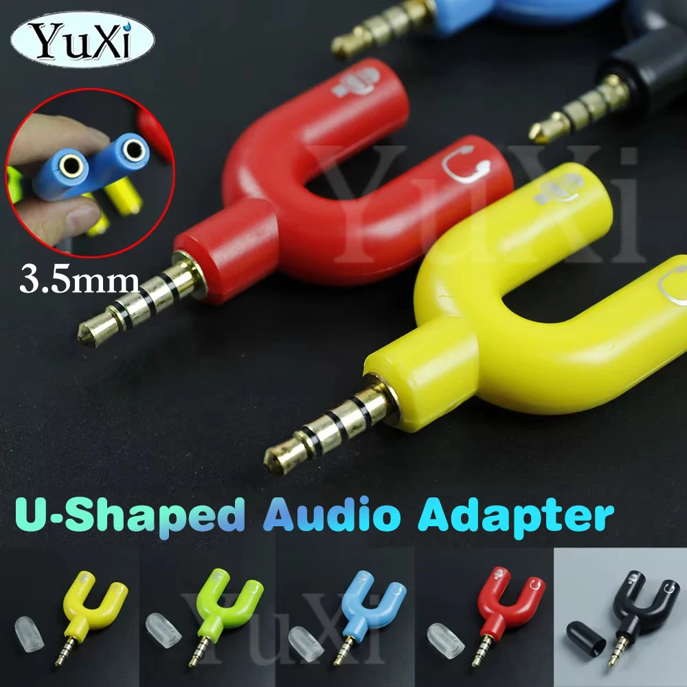 1Pc U Typ Adapter Dual 3,5mm Kopfhörer Stecker Audio Kabel Splitter Mikrofon 2 In 1 Schwenk Stecker audio Konverter Jack